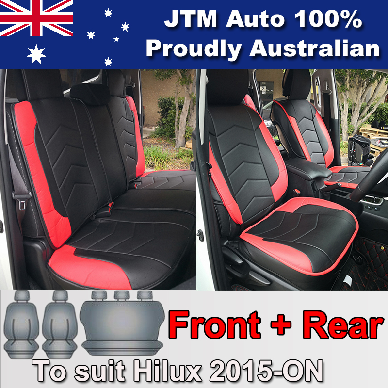 Premium Red Pu Leather Waterproof Seat Covers To Suit Toyota Hilux 2018 - 2018 Toyota Hilux Neoprene Seat Covers Premium Red Pu Leather Waterproof Seat Covers To Suit Toyota Hilux 2018 - 2018 Toyota Hilux Neoprene Seat Covers