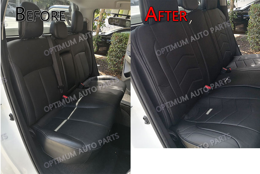 Black 5 Seats Pu Leather Seat Covers To Suit Mitsubishi Triton Mq 2018 - Triton Camo Boat Seat Covers