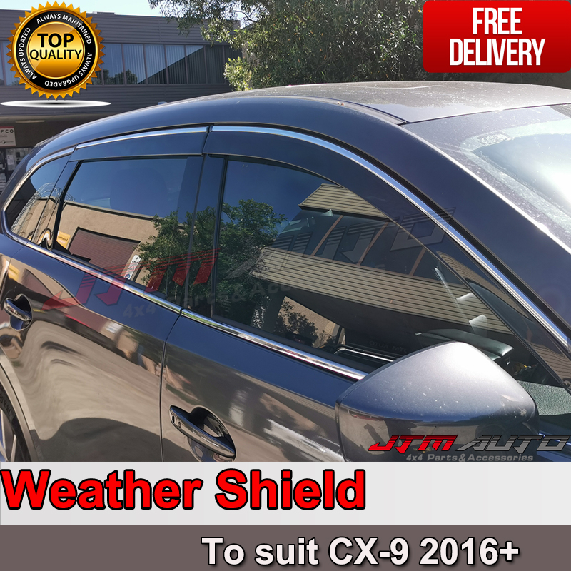 INJ Chrome Weather Shield Weathershield Window Visor for Mazda CX9 2016 ...