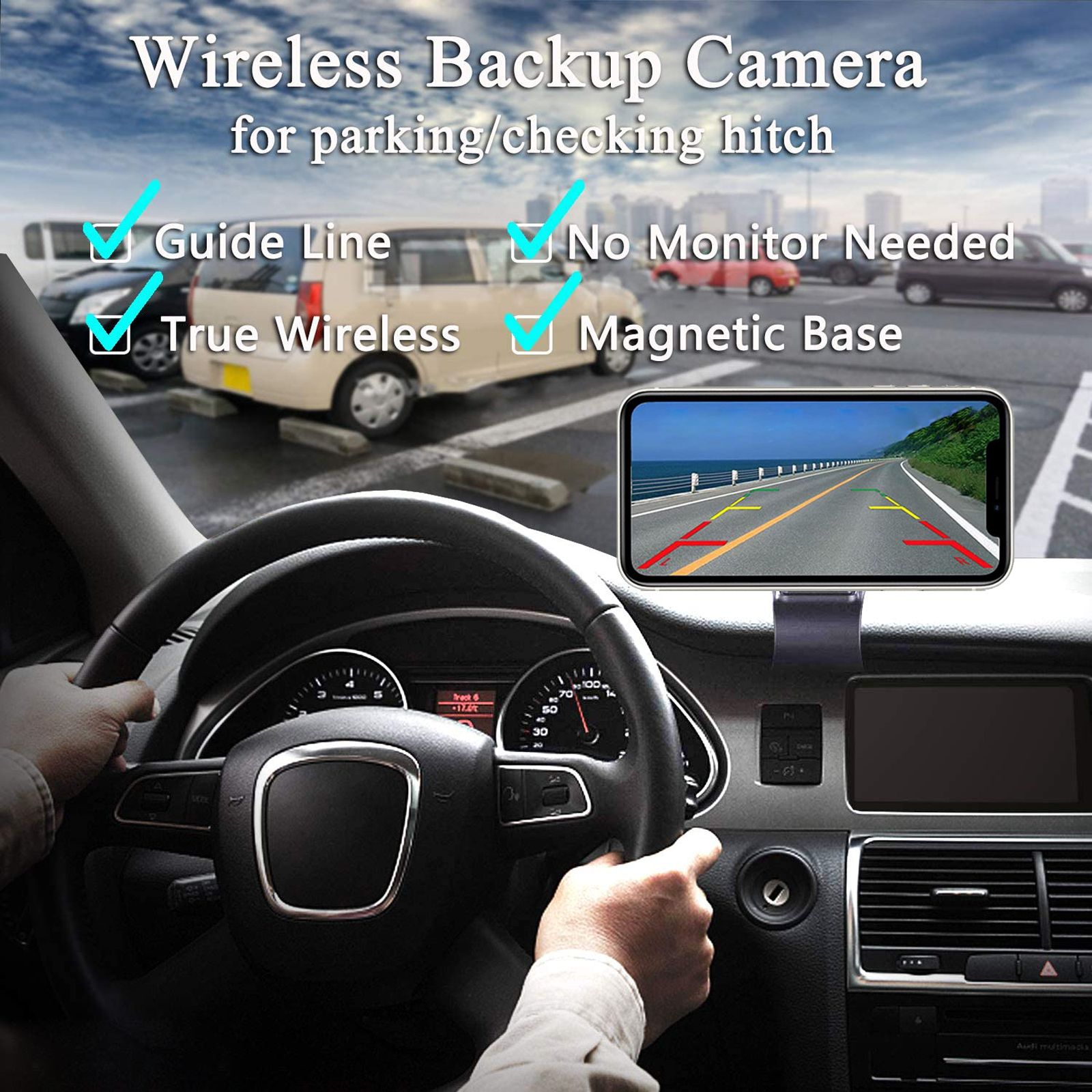 Handy 10  Wireless Rear View Mirror Dashcam Backup Camera Hitch Camera