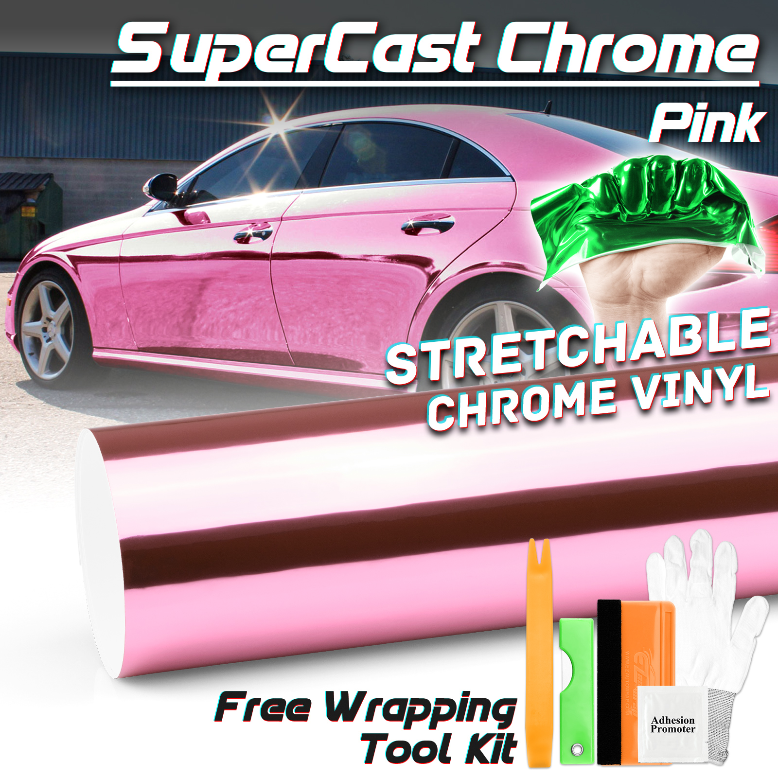 4FTx5FT Supercast Chrome Silver Car Vinyl Wrap Easy Stretch Sticker Sheet  Film