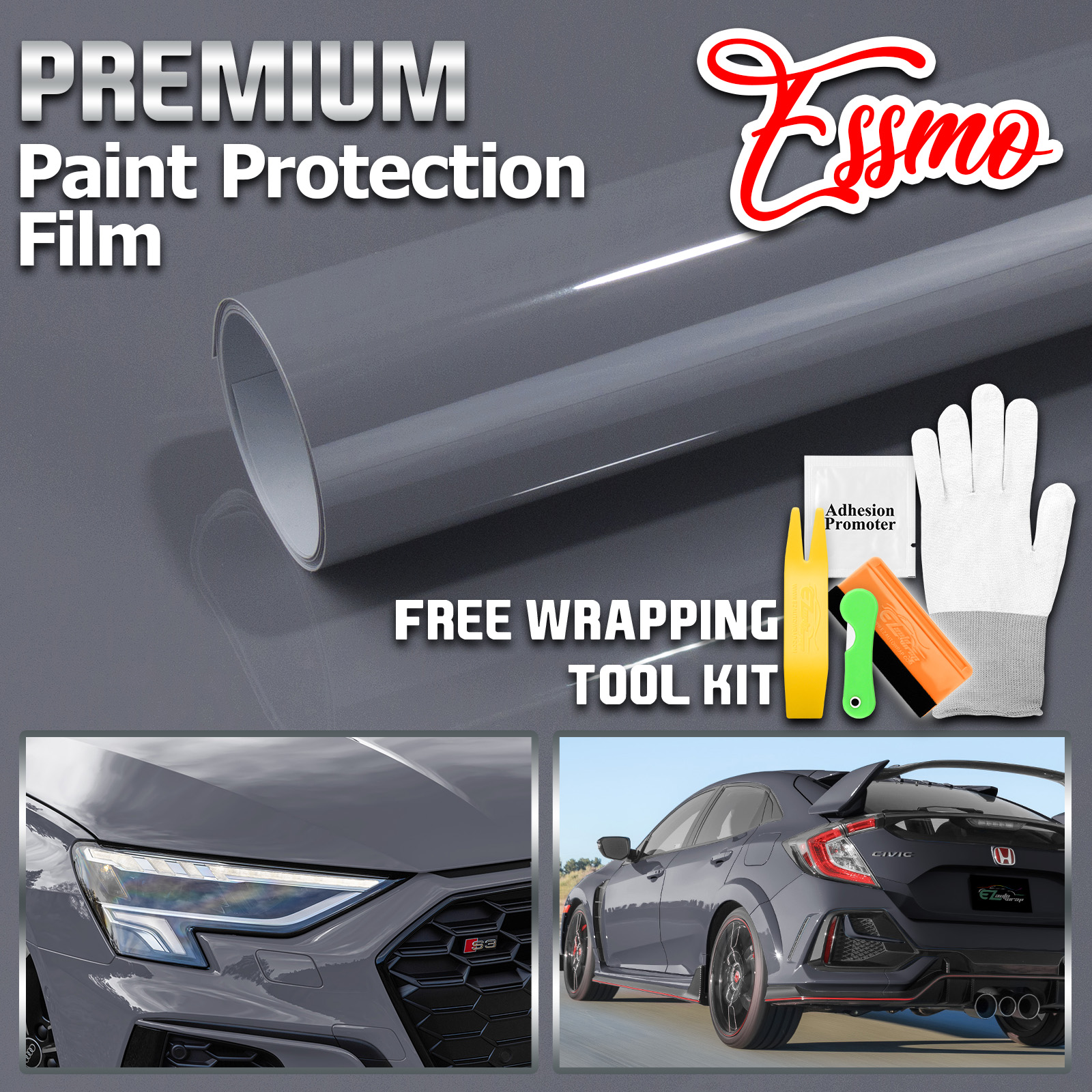 5FTx7FT PPF Paint Protection Film Gloss Nardo Gray Invisible