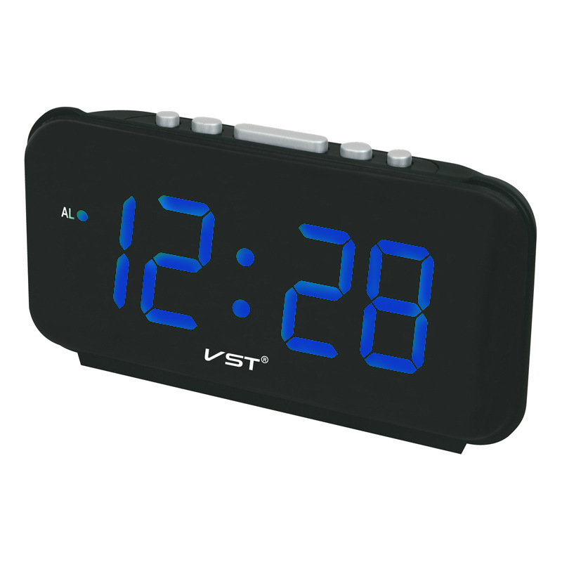 Blue LED Atomic Dual Alarm clock 1.8 in.Curved Bedside Digital Clock