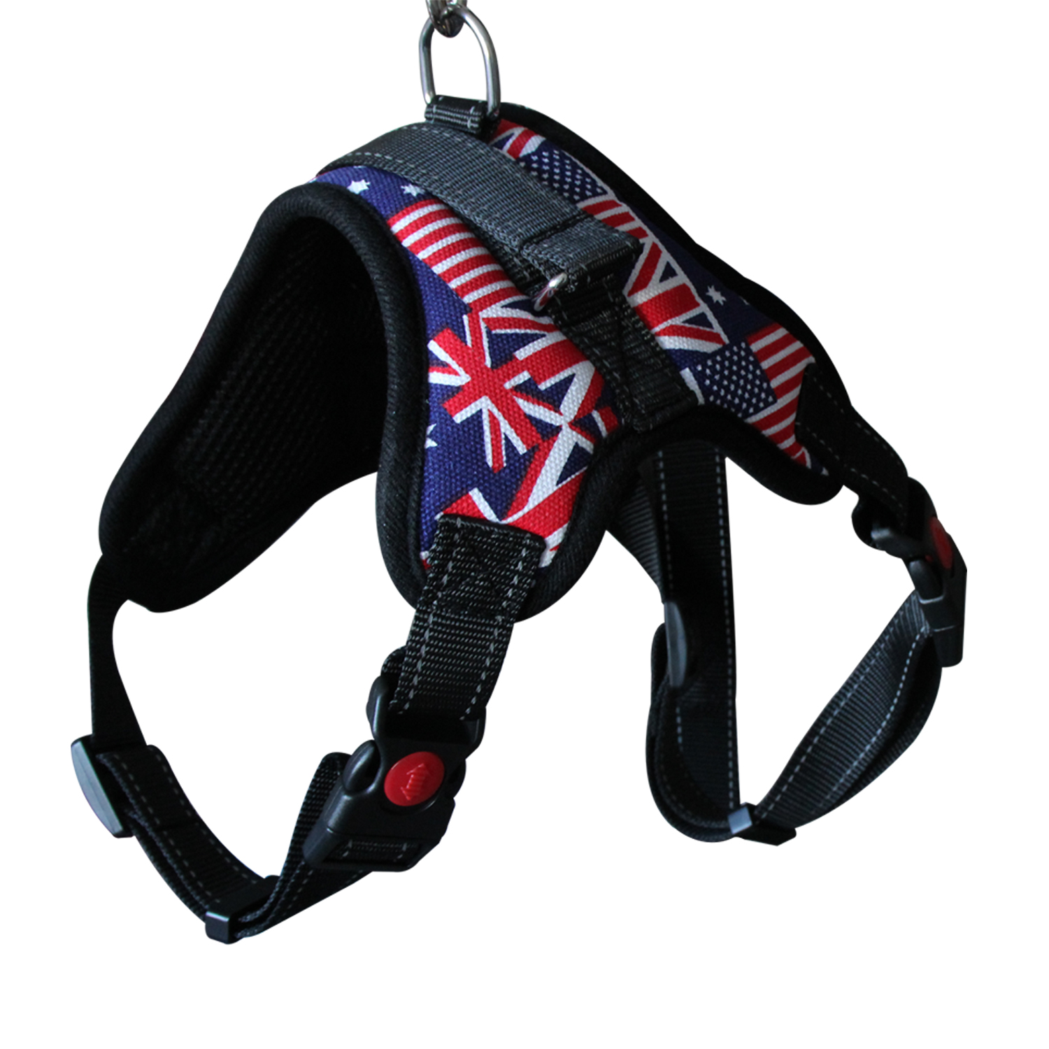 Large Pet Dog Adjustable Harness Leash National flag Heavy Duty Double