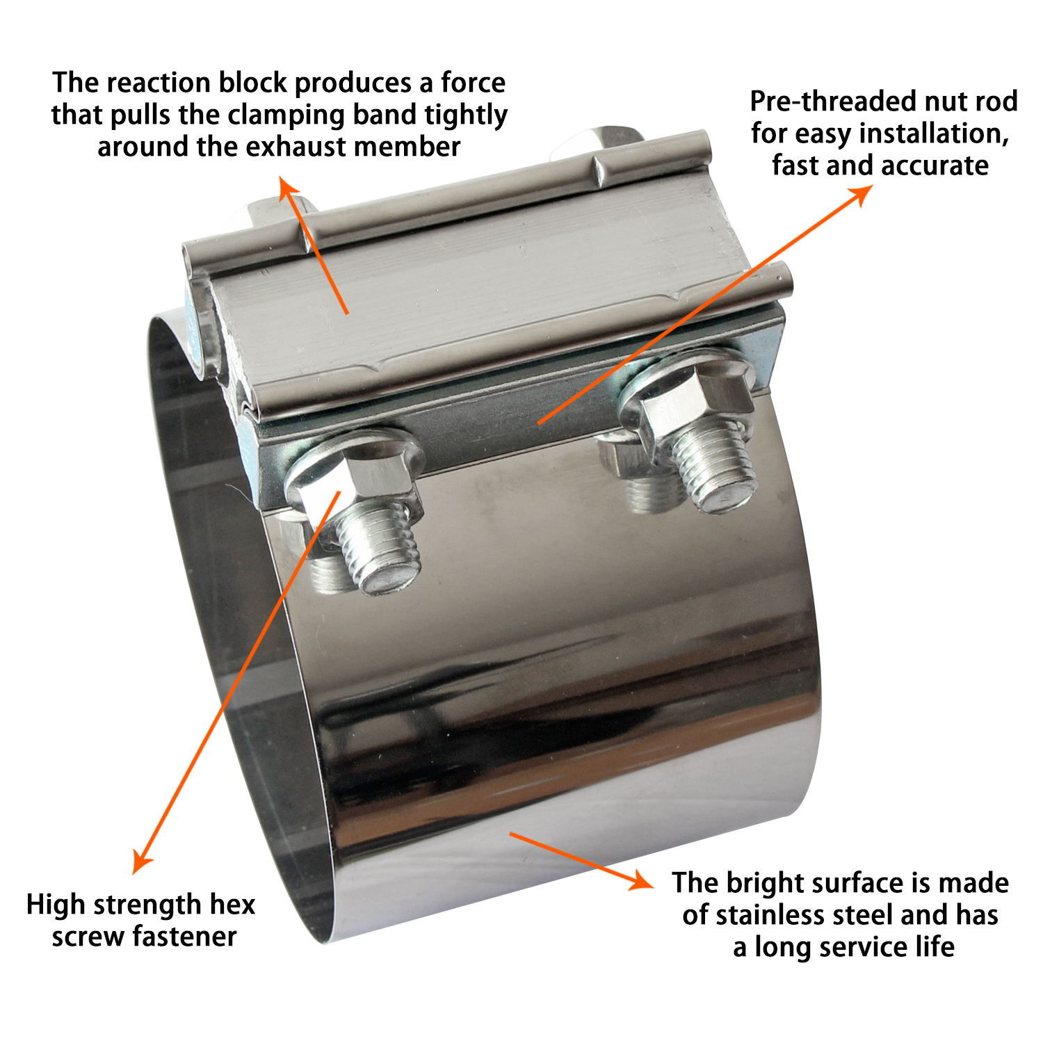 2PCS Exhaust Clamps 4 Inch Butt Joint Exhaust Pipe Muffler Clamp