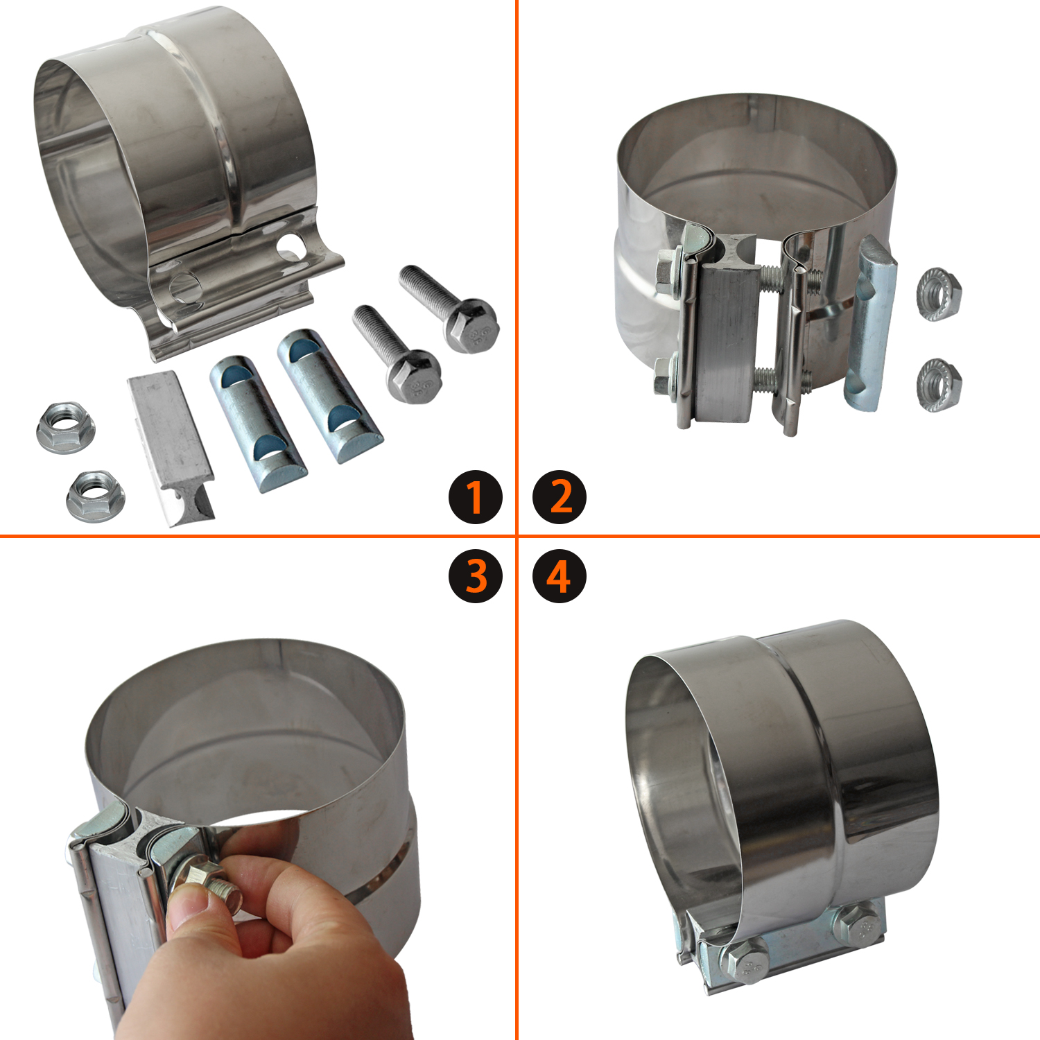 Exhaust Clamps Band Clamp 5" Lap Joint Stainless Steel Joint Exhaust