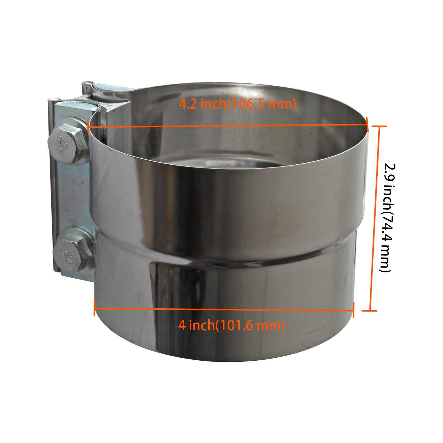 4" Lap Joint Exhaust Band Clamp 2Pcs Stainless Steel Exhaust Clamp With
