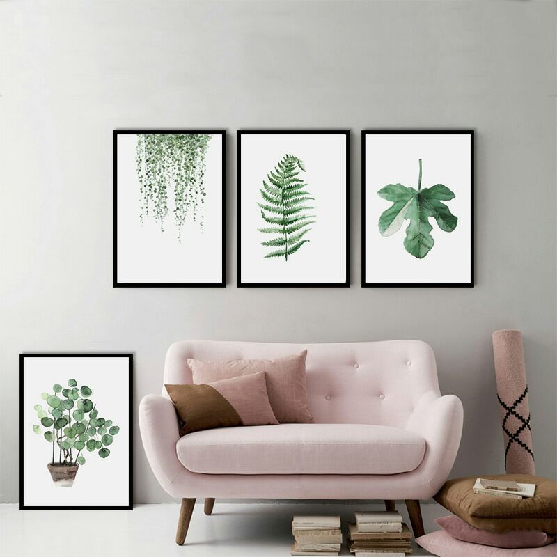 Minimalism Hand Paint Leaves Plant Oil Painting Art Living Room Minimalism Hand Paint Leaves Plant Oil Painting Art Living Room Decor On Canvas