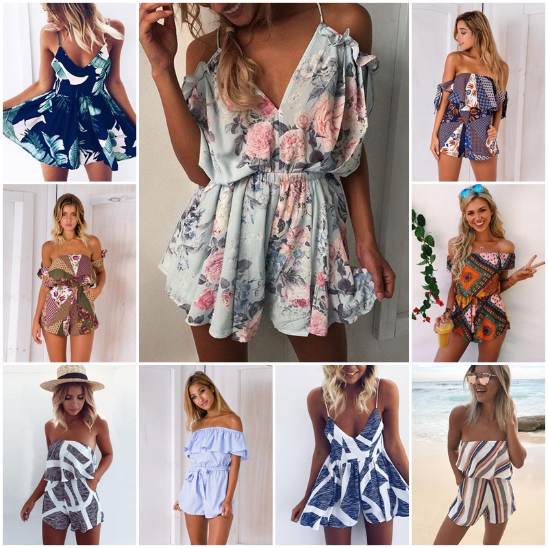 Details About Hawaii Womens Floral Shorts Jumpsuit Romper Bodysuit Summer Holiday Beach Dress