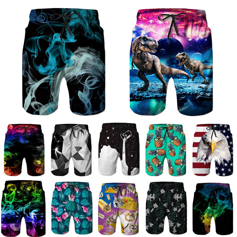 3D Swimming Trunks Board Shorts for Men Galaxy Voyage Black White Cat Boy Mens Swim Trunks Surf Pants