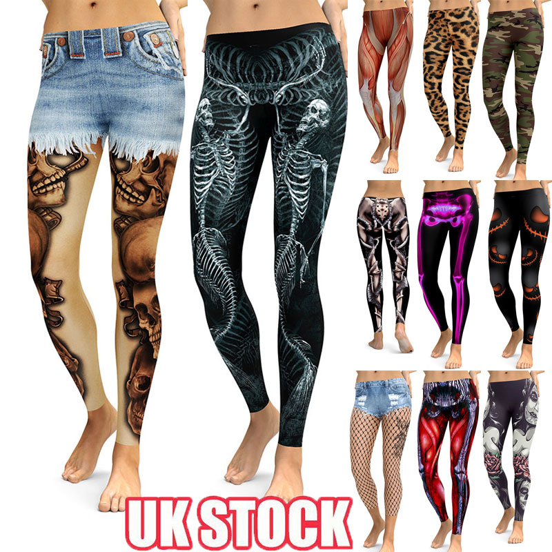 Novelty 3D Printed Womens Christmas Legging High Waist Leggings Fitness Pants UK