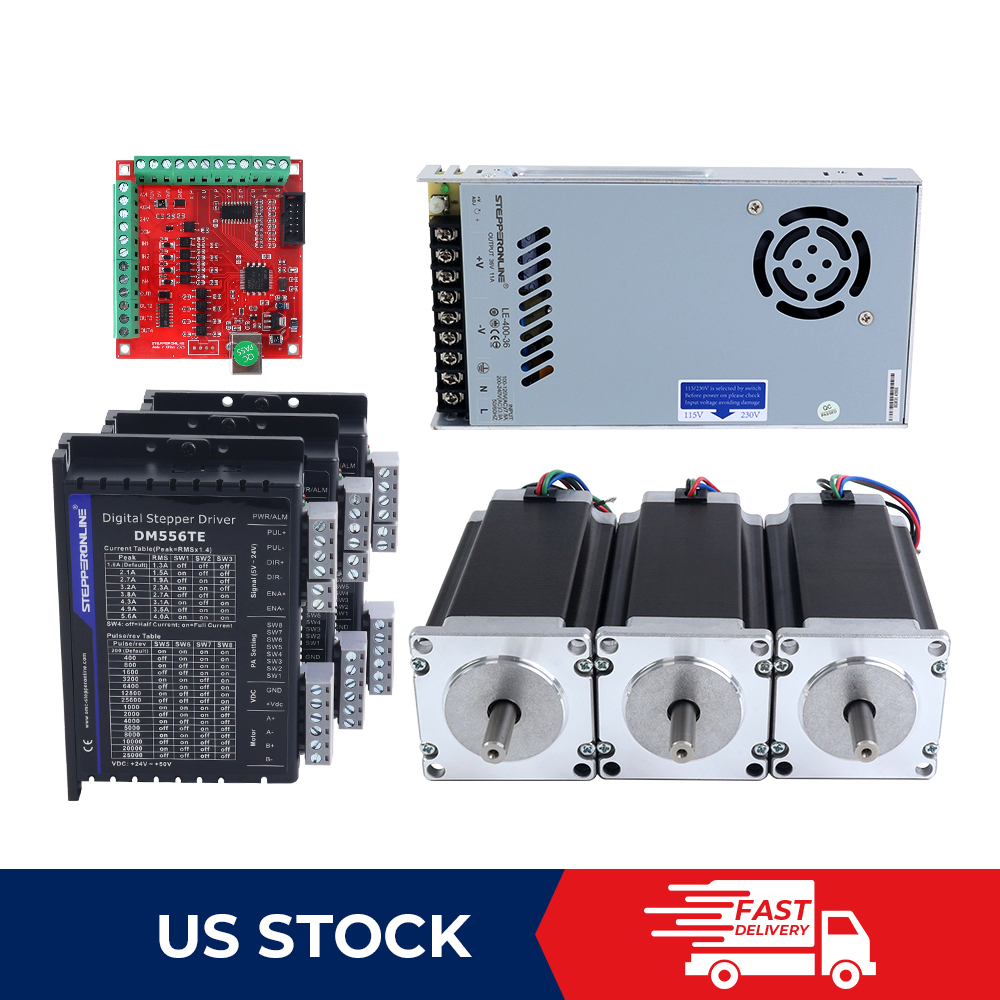 STEPPERONLINE 3/4Axis Nema23 Stepper Motor 425oz.in Φ8mm &Driver & Power CNC Kit