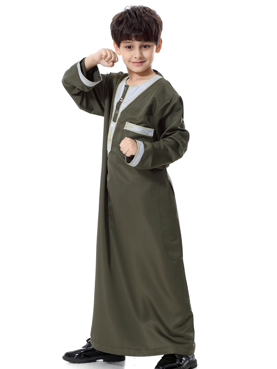 Muslim Child Kids Boys Dishdasha Robe Abaya Saudi Thobe Long Maxi Dress ...