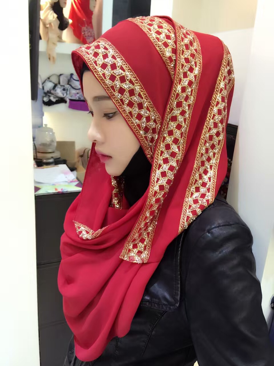 Women Chiffon Muslim Hijab Cap Islamic Under Scarf Long Shawls Head