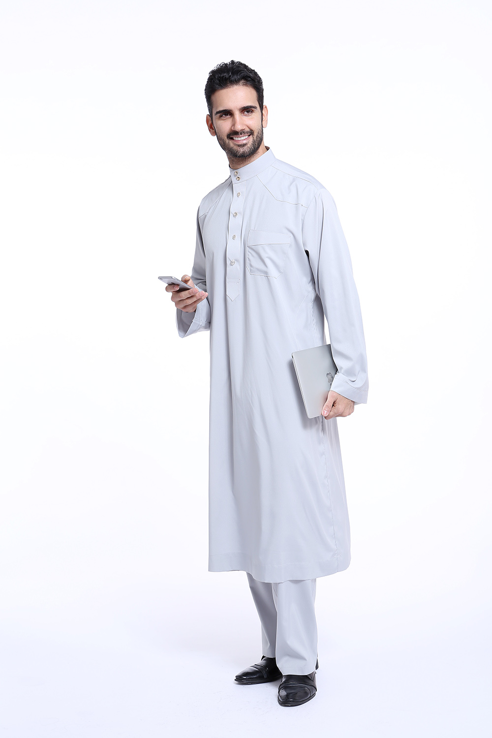 Men Saudi Thobe Jubba Dishdasha Thoub Abaya Robe Daffah Islamic Arab ...