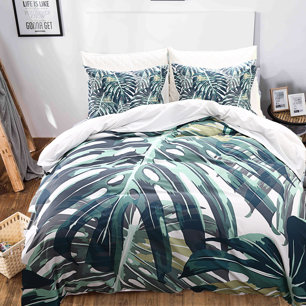 Details About Tropical Leaves Print Duvet Set Quilt Cover Bedding Sets Twin Queen King Us Size