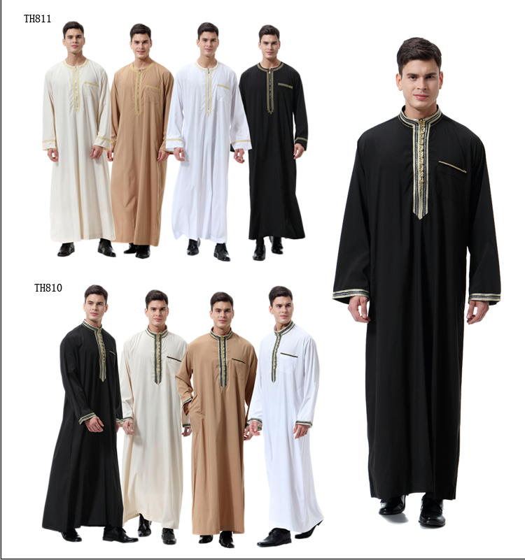 Men Thobe Dishdasha Thawb Thoub Abaya Muslim Islamic Daffah Kaftan Robe Dress Ebay