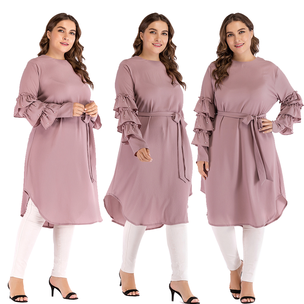 Ladies Women Muslim Long Sleeve Blouse Shirt Islamic Plus Size Tops ...