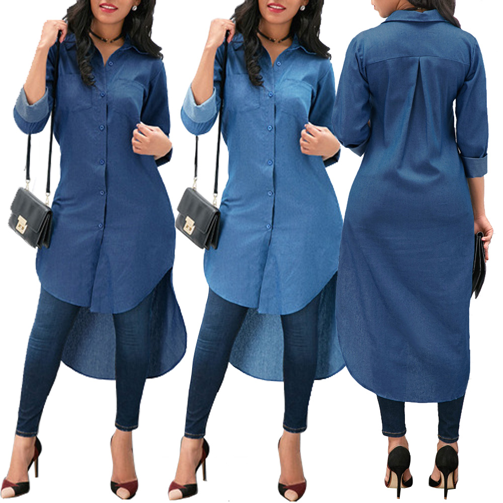 denim long top for ladies