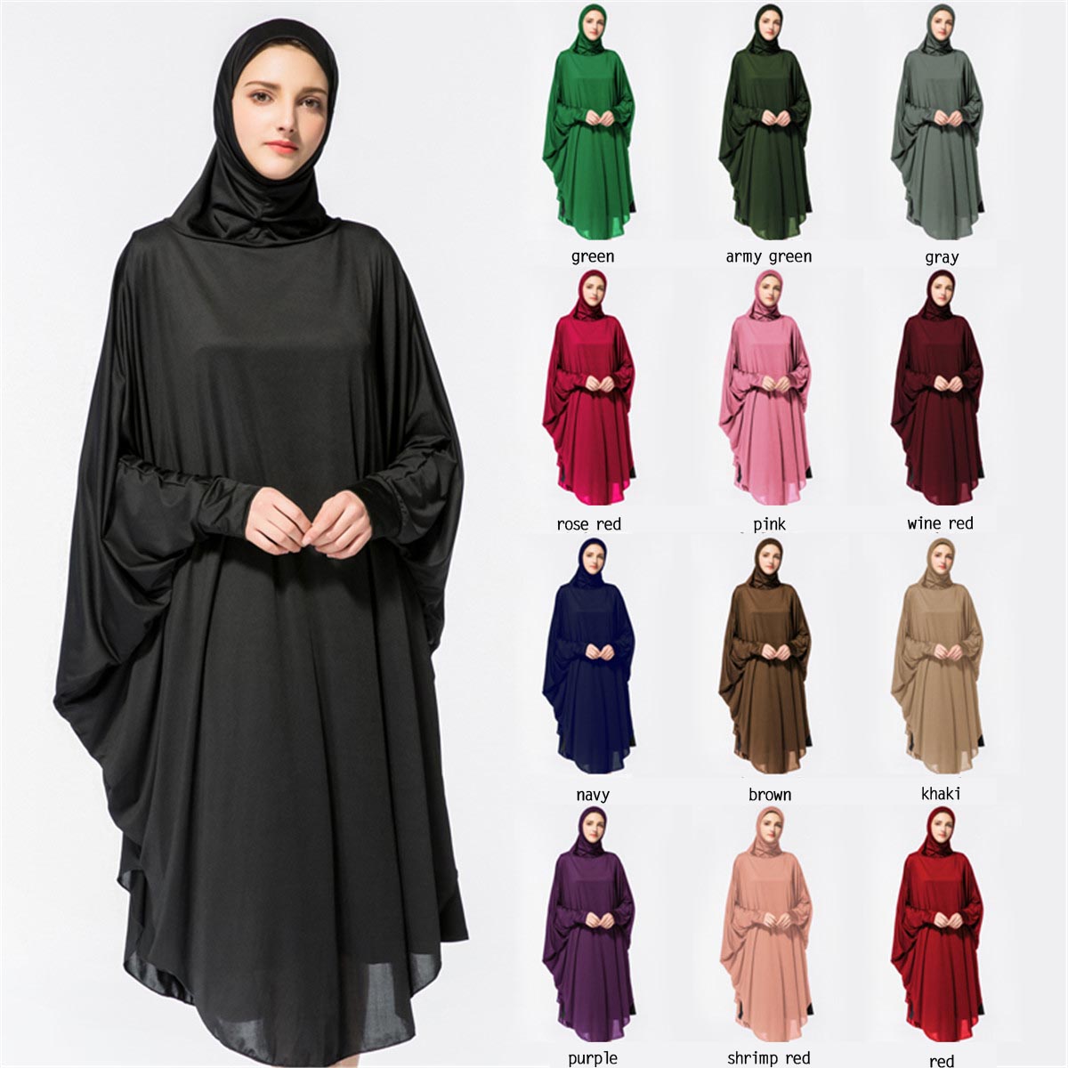 Women Ladies Prayer Dress Muslim Overhead Long Hijab Abaya