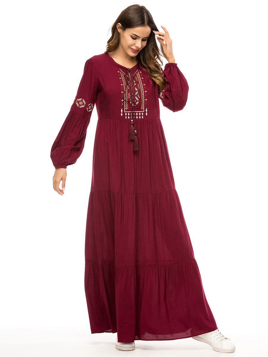 Islamic Women Embroidery Long Maxi Dress Robe Muslim Dubai Cocktail ...