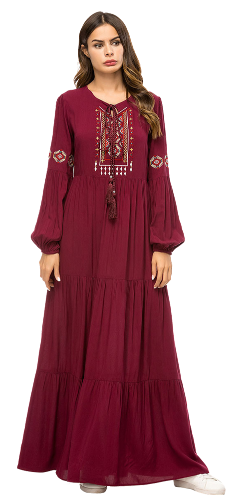 New Muslim Women Long Maxi Dress Dubai Embroidery Gown Islamic Abaya ...