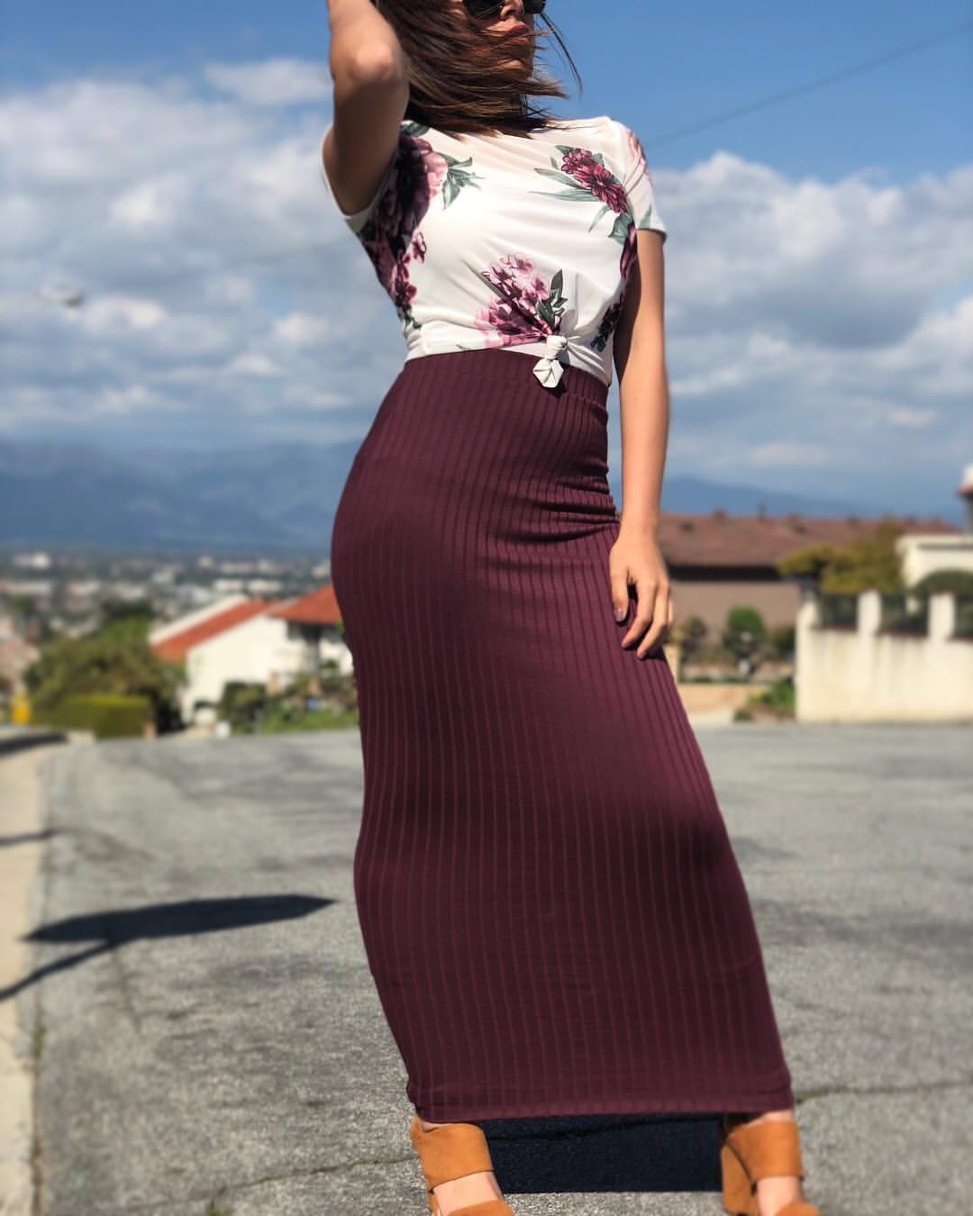 bodycon long pencil skirt