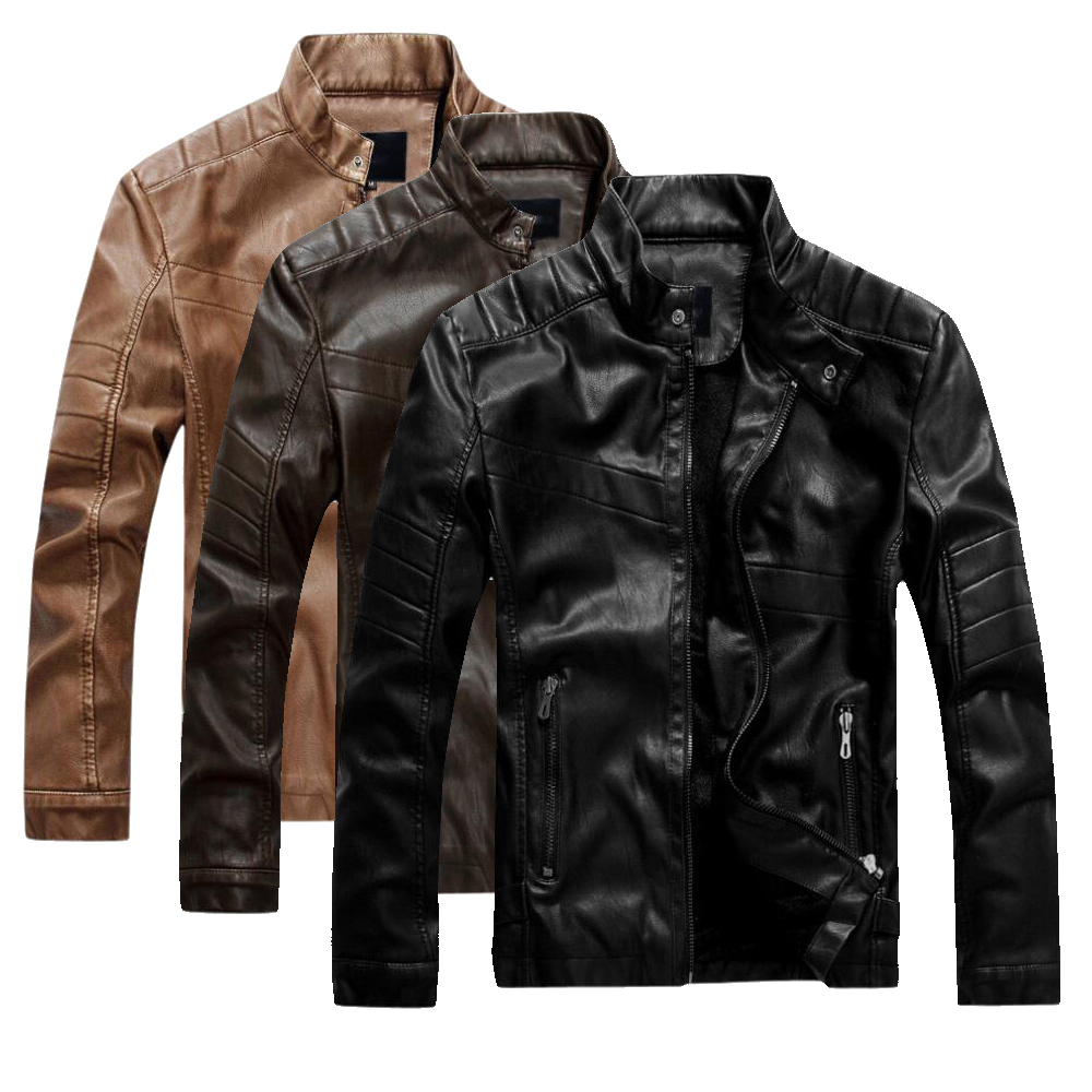 Details About Men S Jacket Motorcycle Coat Zip Up Outwear Tops Pu Leather Biker Thick Warm New