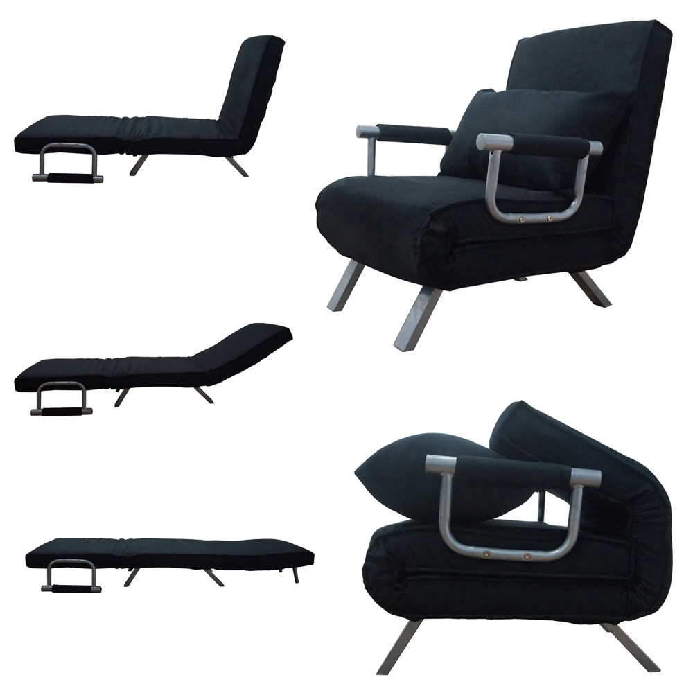 Details About Foldable Black Home Office Recliner Dual Purpose Single Sofa Bed With Dust Cover