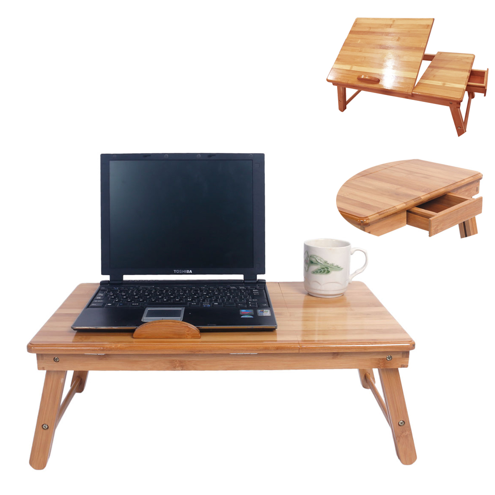 Details About Adjule Bamboo Folding Desk Laptop Computer Bed Table Stand Tray Wood Color