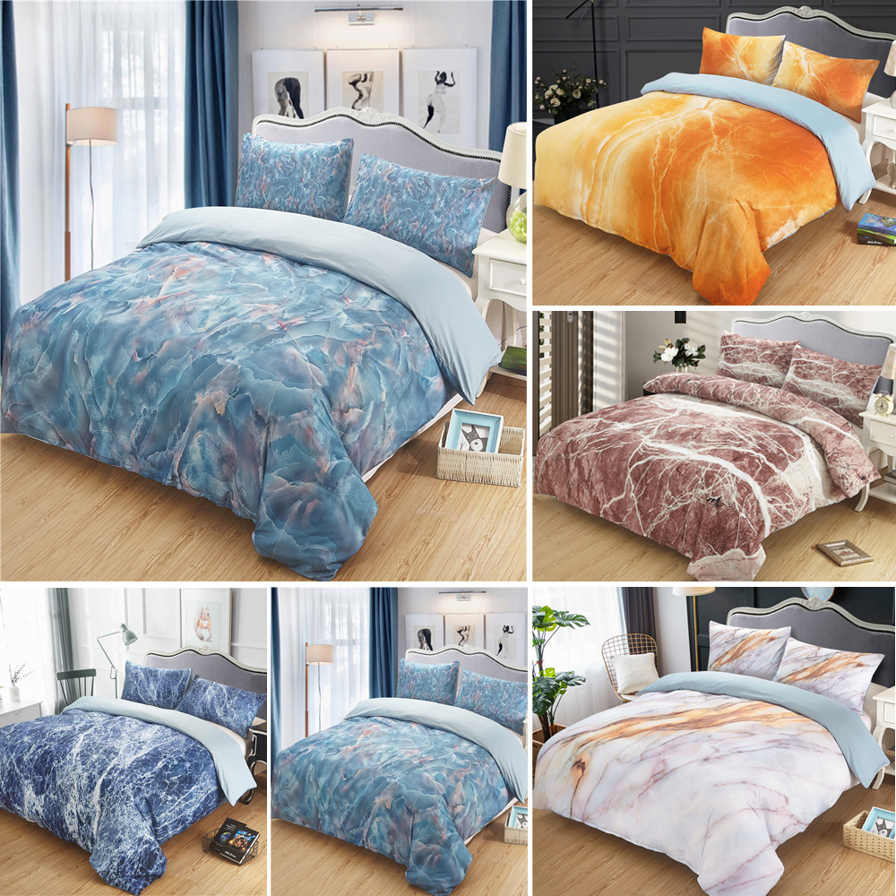 Super Marble Printed Duvet Cover Quilt Pillowcase Bedding