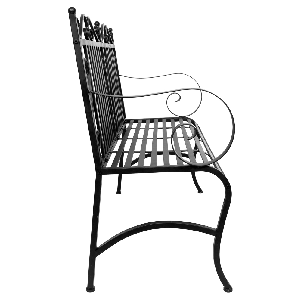 44&quot; Patio Garden Bench Park Yard Outdoor Furniture Steel Slats Porch