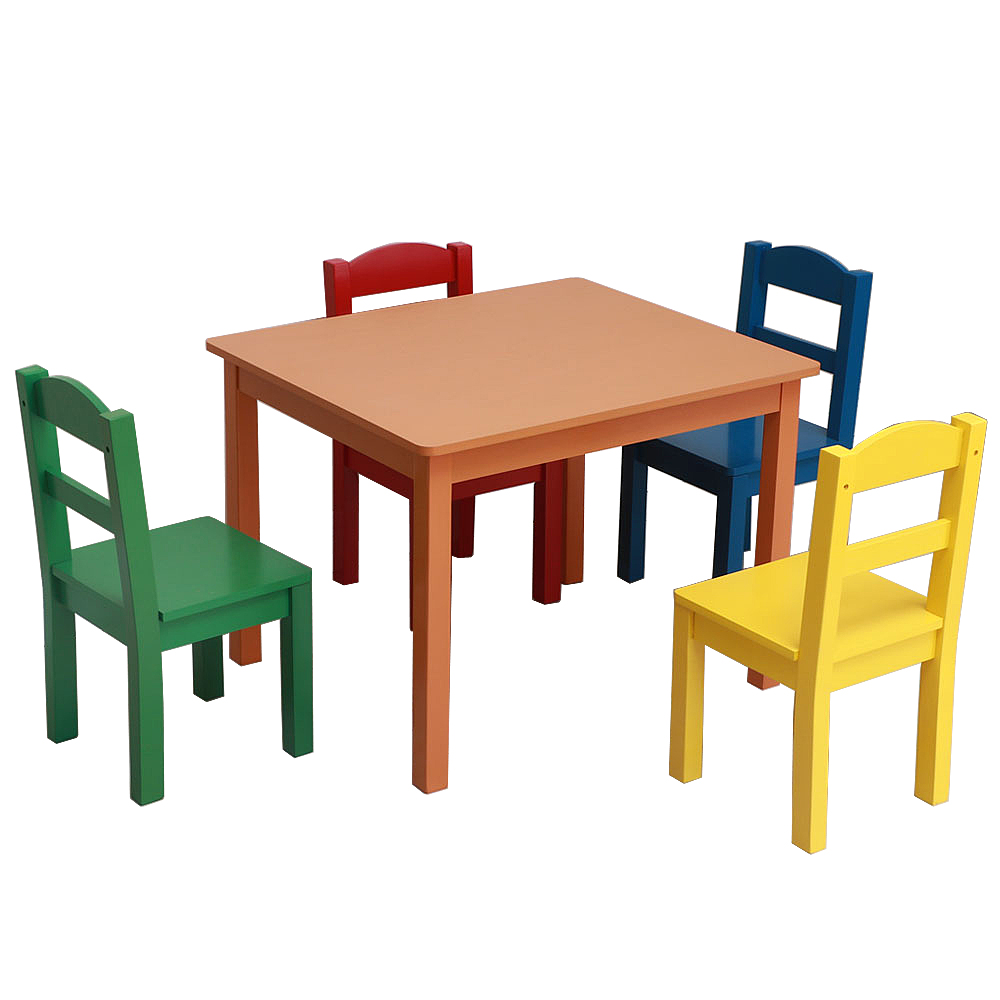Details About Kids Wood Table And 4 Chairs Set Playing Set Activity Table Fun Games Durable Us