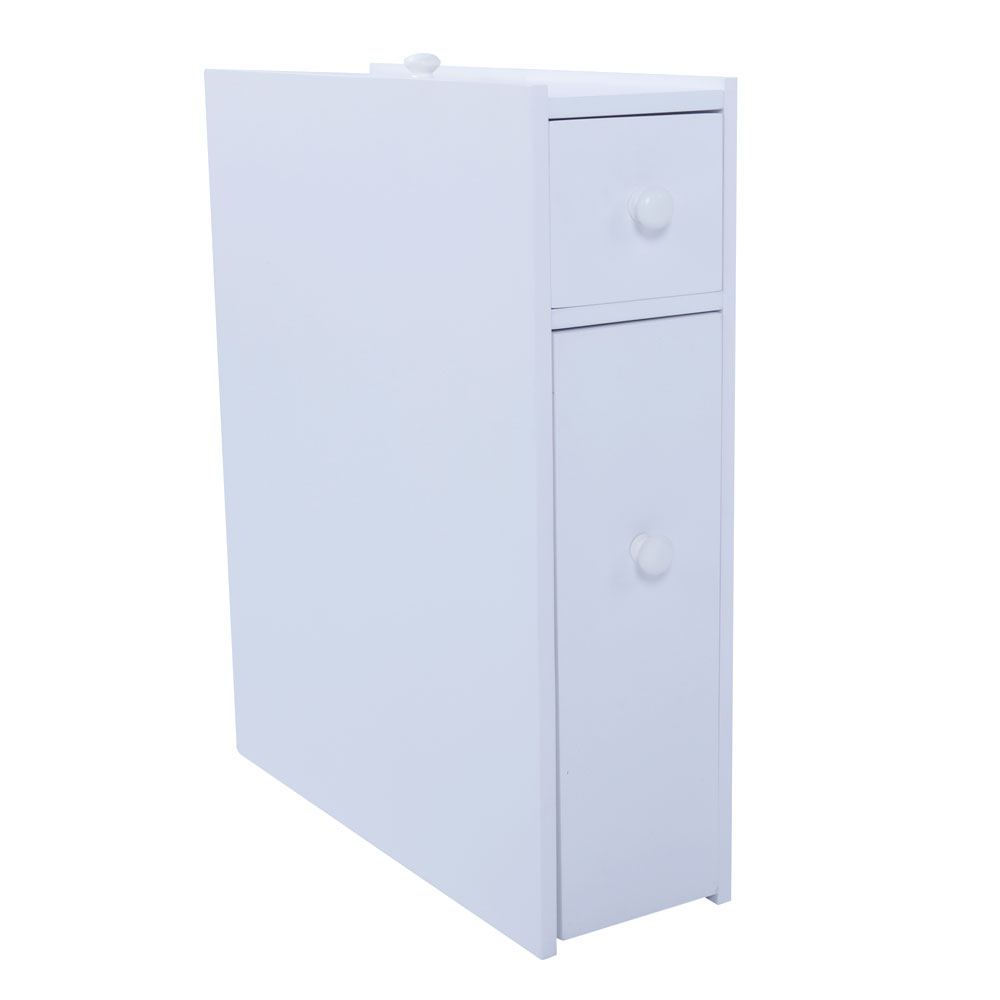 Narrow Wood Floor Bathroom Storage Cabinet Holder Organizer Bath