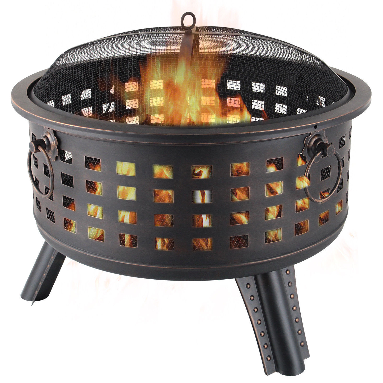 Large Outdoor Fire Pit Wood Burning Heater Backyard Patio Steel