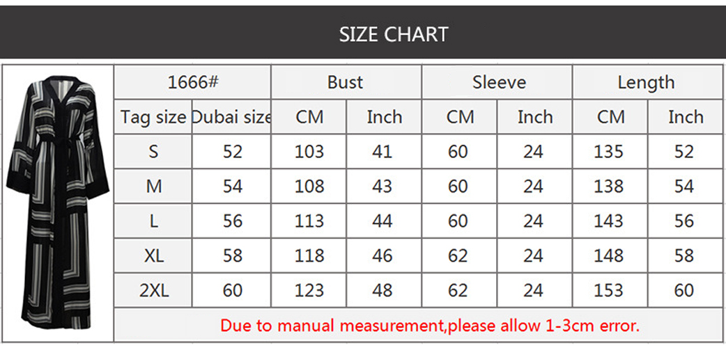 Abaya Size Chart 52