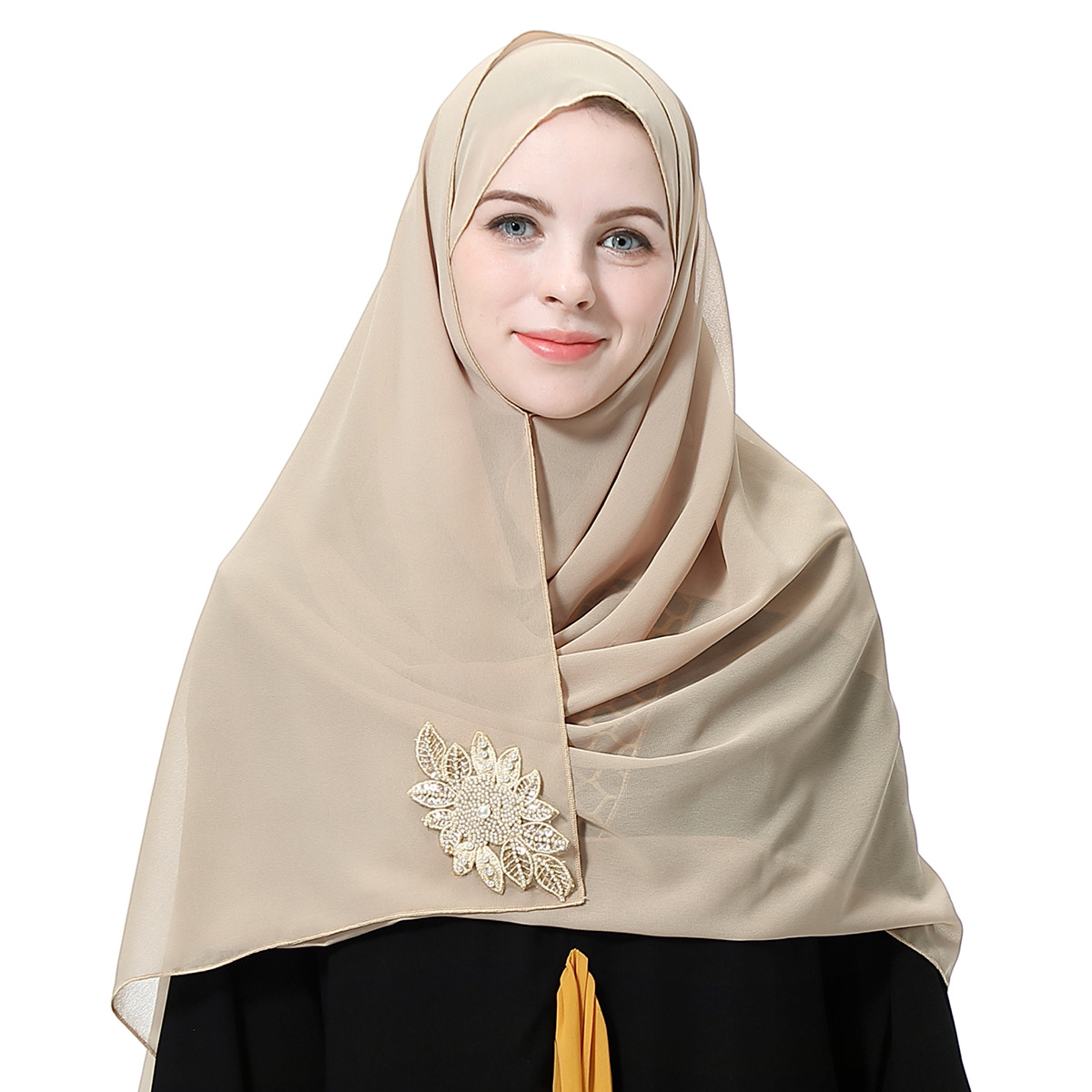 Muslim Women Hijab Beaded Chiffon Scarf Headwear Islamic Arab Shawls Wraps Stole Ebay