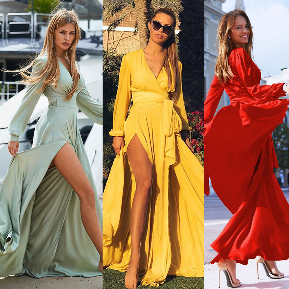 long sleeve maxi dress prom