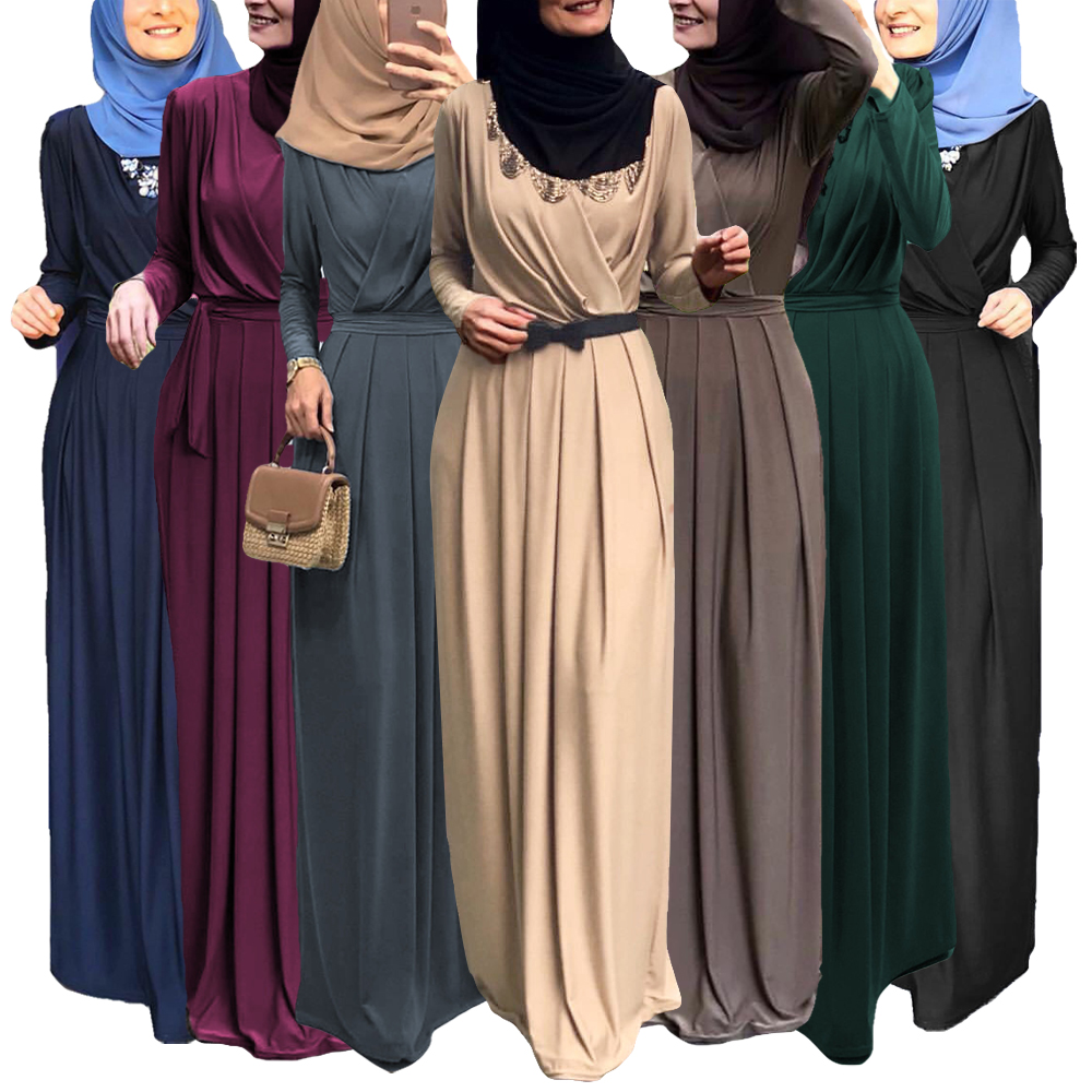 Fashion Women  Long Maxi Cocktail Dress Muslim Abaya Kaftan Islamic Robe Dresses