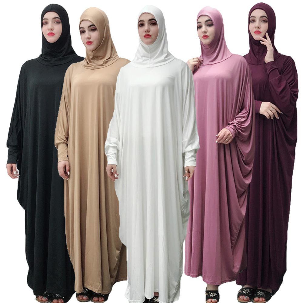 Muslim Women Prayer Dress Dubai Khimar Long Hijab Jilbab Islam Overhead 