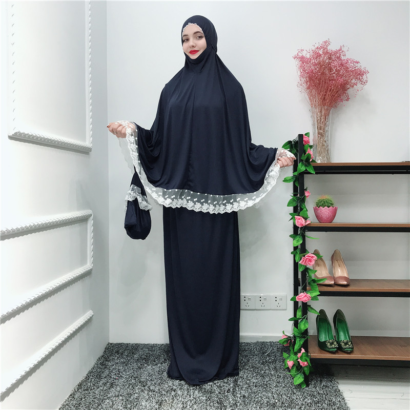 2 Piece Hijab Dress Muslim Women Prayer Khimar Jilbab Islam Overhead Abaya Cloth Ebay 6977