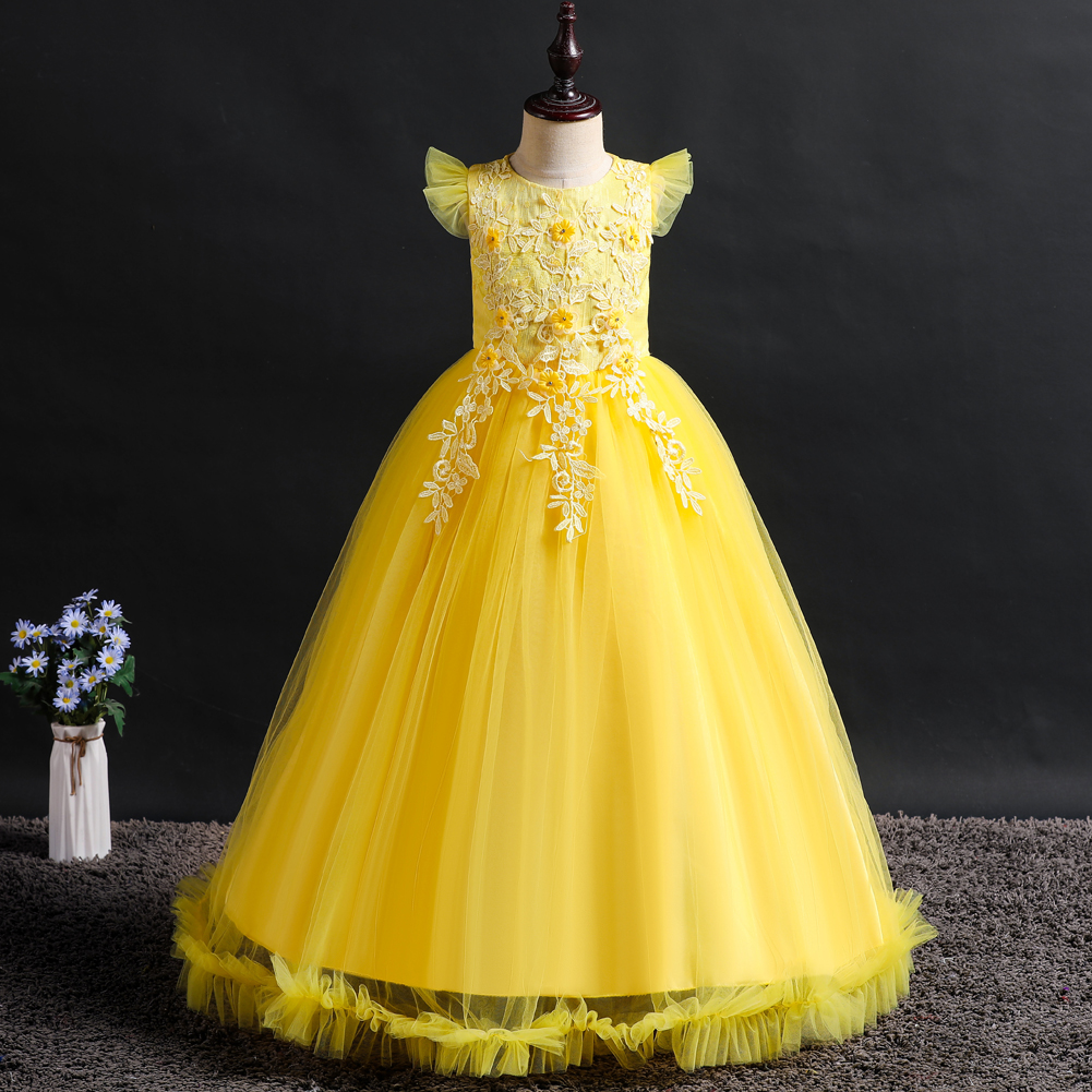 Kids Girls Ball Gown Dress Wedding Princess Bridesmaid Tulle Party Prom ...