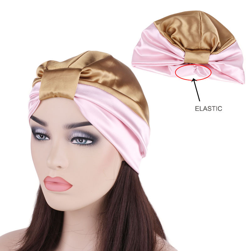 Women Silk Satin Bow Bonnet Hair Loss Care Cap Night Sleep Turban Chemo Hat Wrap