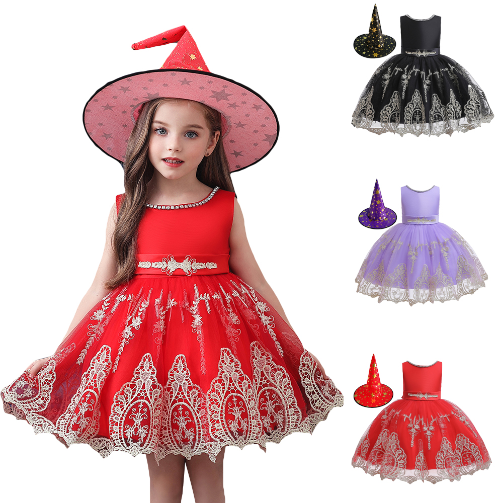 Red Witch Wig Kids Fancy Dress Halloween Wicked Childs Girls Costume Accessory