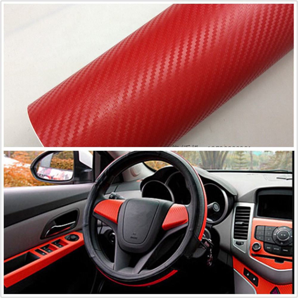 Details About 3d Car Interior Accessories Interior Panel Red Carbon Fiber Vinyl Wrap Sticker