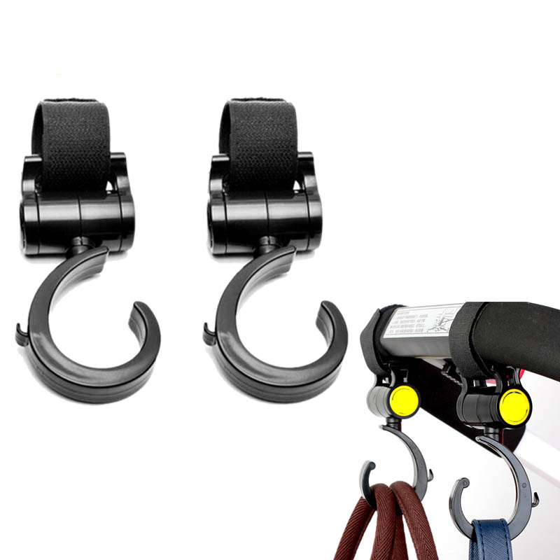 2X Baby Kinderwagen Swivel Kleiderbügel Haken Kinderwagen Tasche Wagen Halter