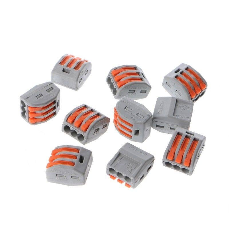 10x SPL3Way Reusable Spring Lever Terminal Block Electric Cable Wire Connector 