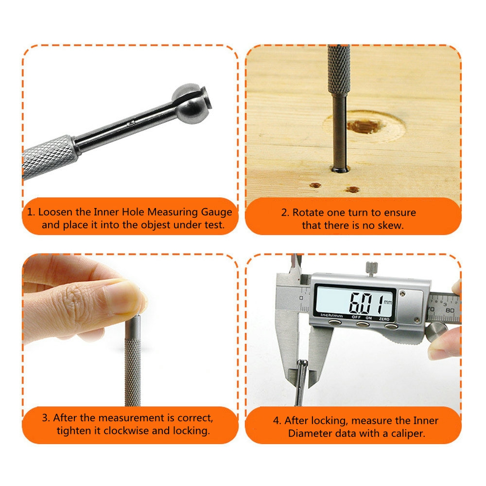 4Pcs 313mm Telescopic Adjustable Small Hole FullBall Bore Measuring