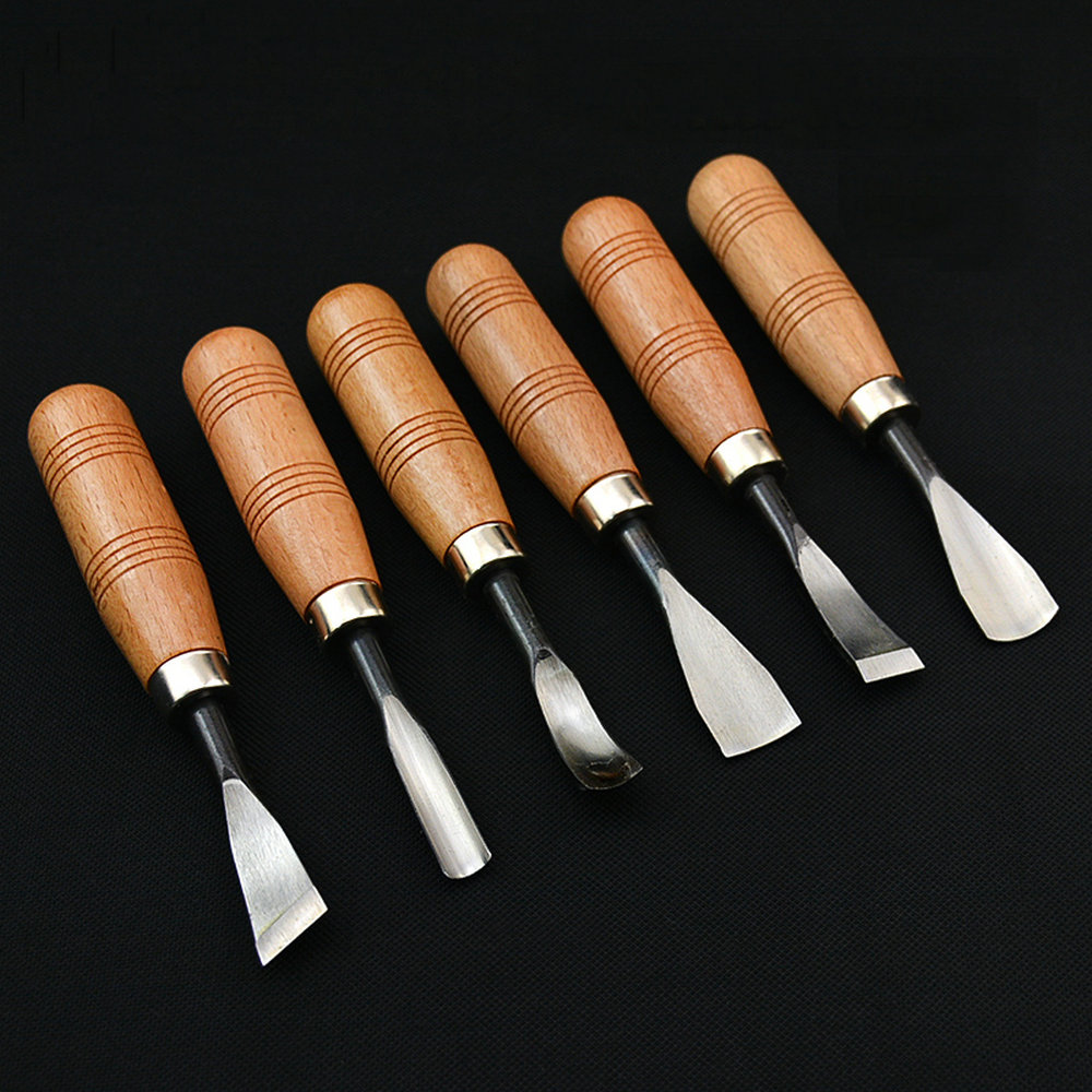 6Pcs Hand Wood Carving Tools Chip Detail Chisel Set Knives Tool for