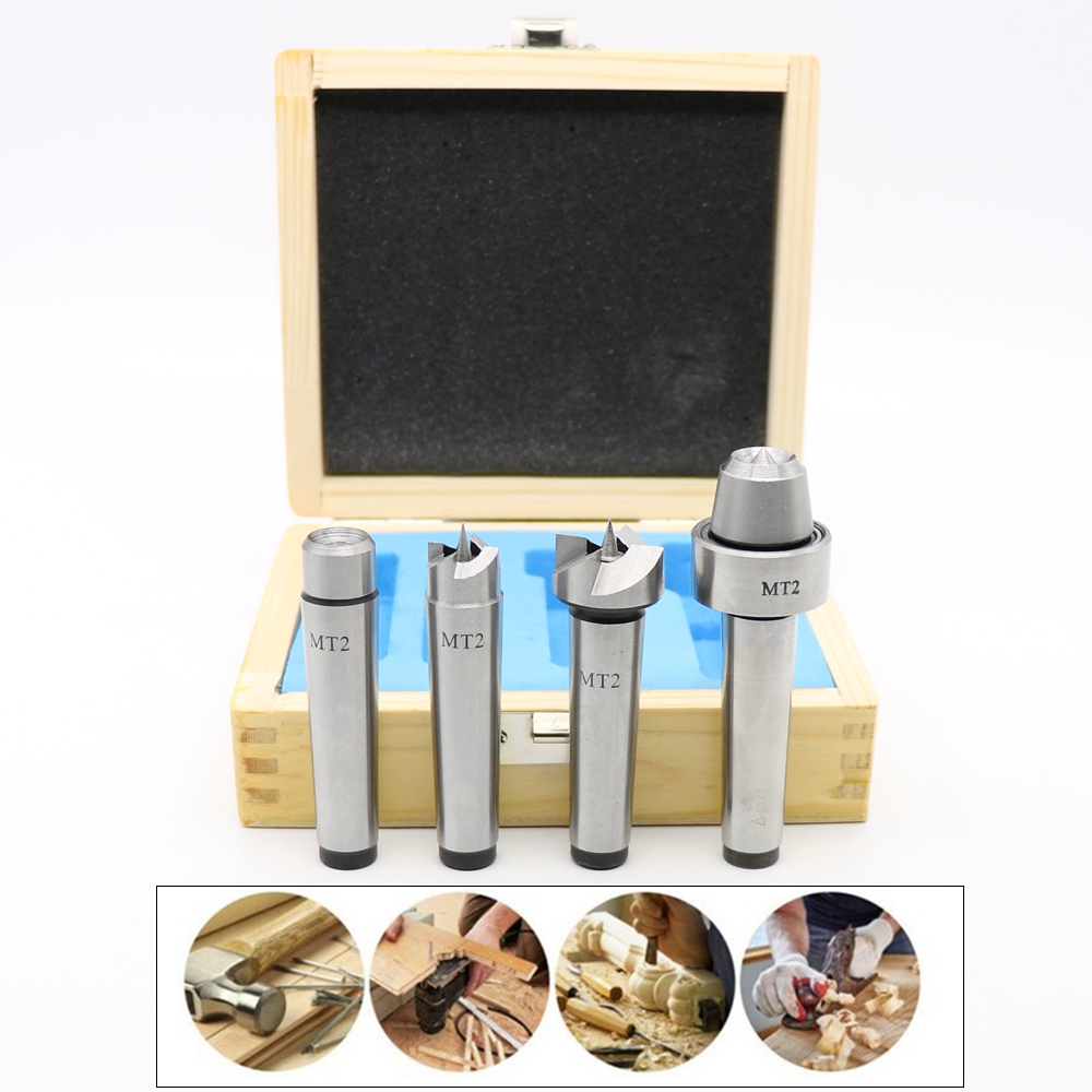 4Pcs MT2 Wood Turning Lathe Live Center Set Arbor Turning Tools With